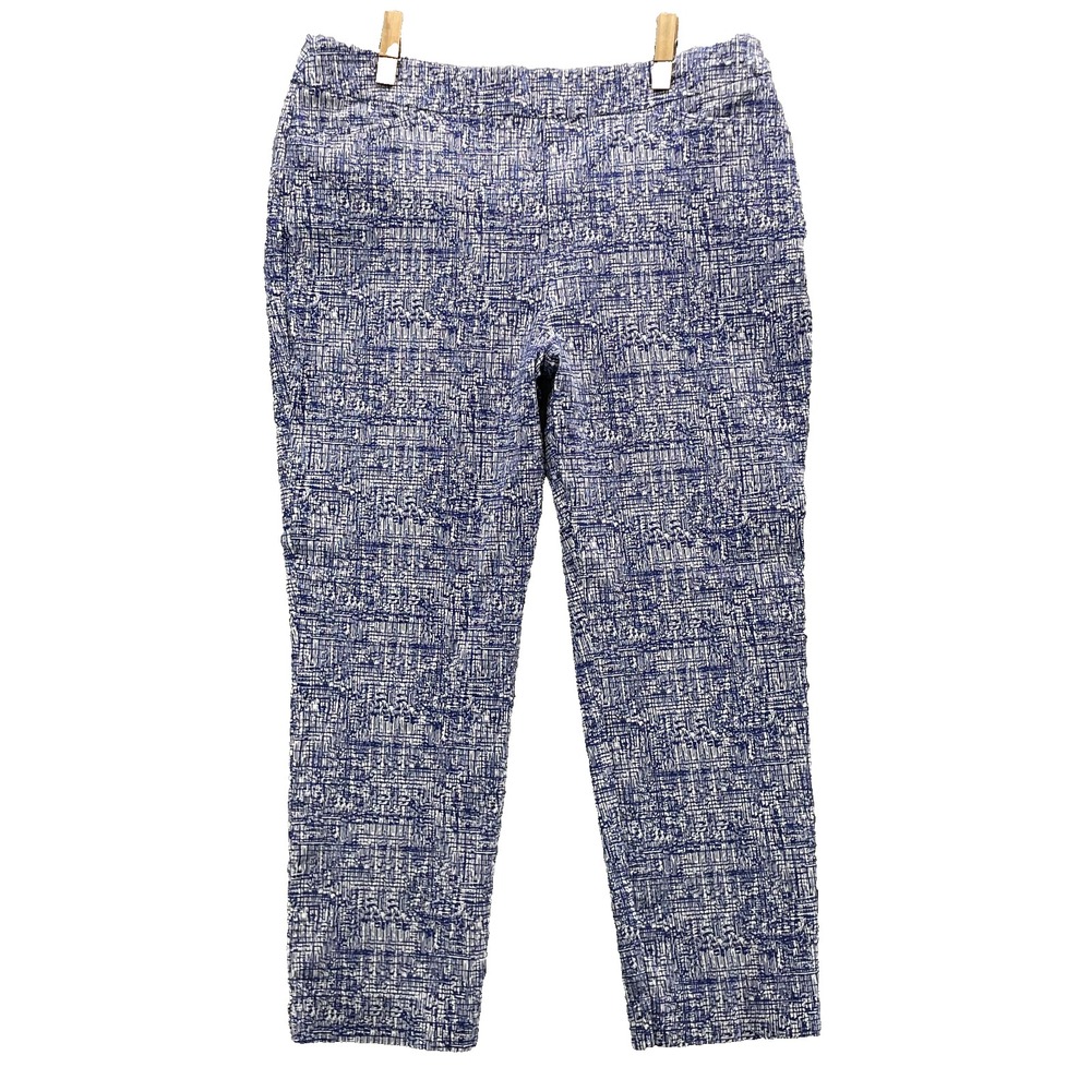 Chico's Pants Women 18 Blue Crackle Print Preppy Jeggings Classic Corpcore Slack